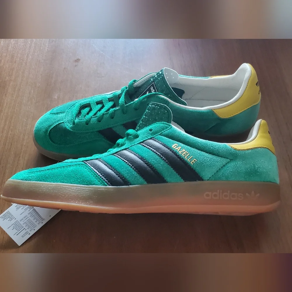 Adidas Gazelle Green and Yellow Sneakers NWT MEN'S 8.5 - Picture 1 of 8